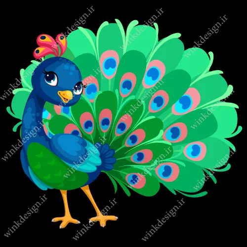 وکتور طاووس کارتونی با کیفیت