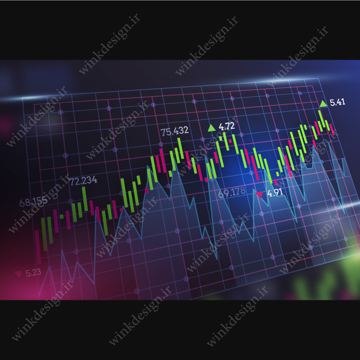 طرح بک‌گراند کندل‌های نمودار بورس